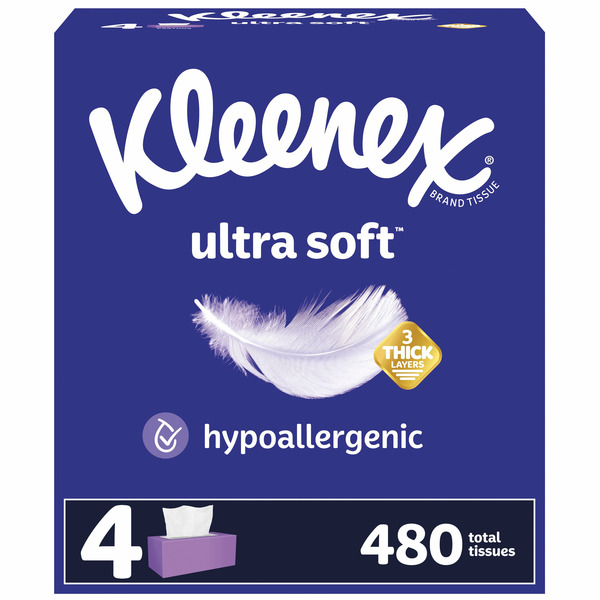 Facial Care Kleenex Ultra Soft Facial Tissues Flat Boxes 3 Ply hero