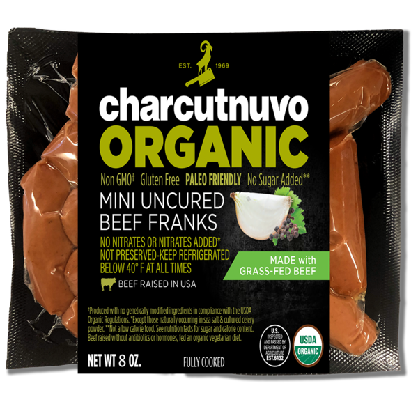 Hot Dogs, Bacon & Sausage Charcutnuvo Organic Mini Uncured Beef Franks hero