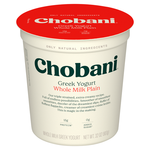 Juice & Yogurt Chobani Yogurt, Greek, Whole Milk, Plain hero