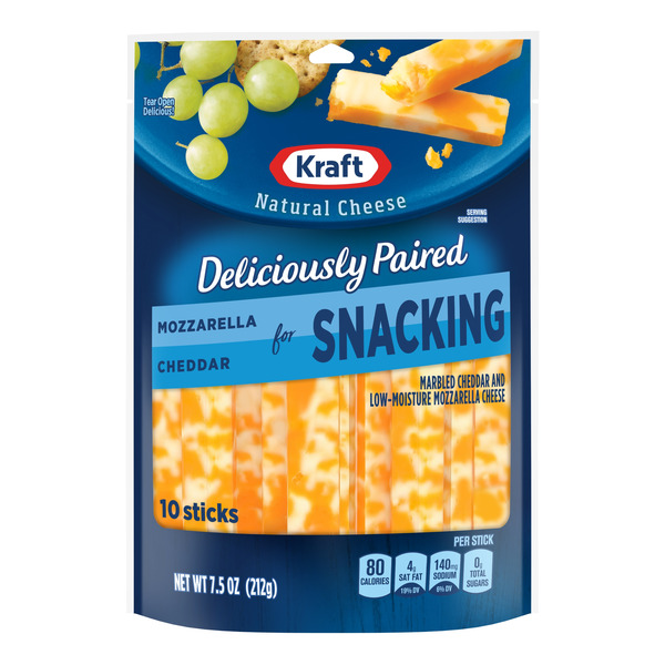 Packaged Cheese Kraft Expertly Paired Mozzarella & Cheddar Marbled Cheese Snacks, 10 ct Sticks hero