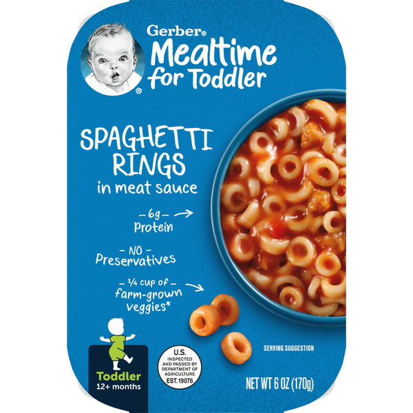 Baby Food & Formula Gerber Spaghetti Rings In Meat Sauce Toddler Food Tray hero