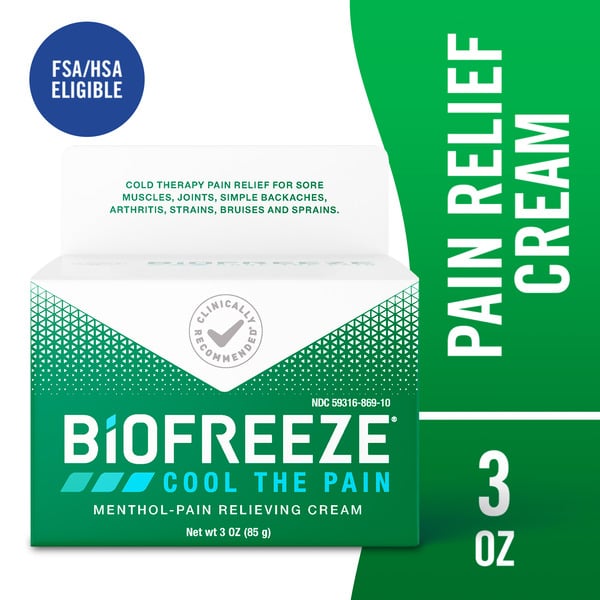 Muscles, Joints & Pain Relief Biofreeze Menthol Pain Relieving Cream For Relief Of Sore Muscles, Arthritis, & Joint Pain hero