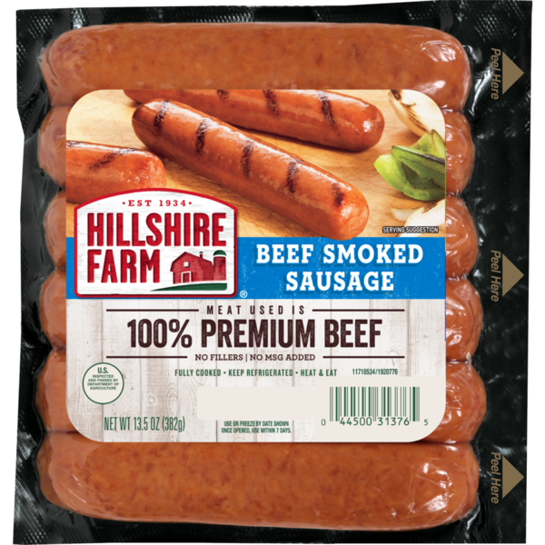 Hot Dogs, Bacon & Sausage Hillshire Farm Beef Smoked Sausage Links, 6 Count hero