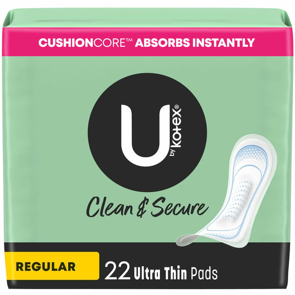 Feminine Care Kotex Clean & Secure Ultra Thin Pads, Regular Absorbency hero