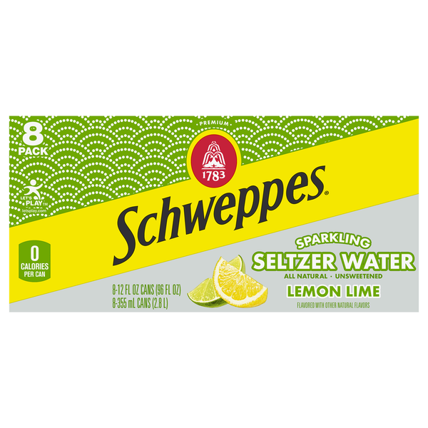 Water, Seltzer & Sparkling Water Schweppes Lemon Lime Sparkling Water Beverage hero