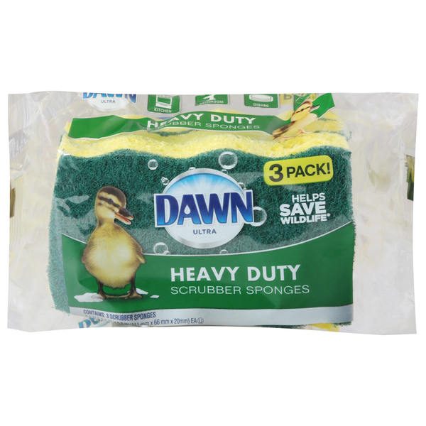 Cleaning Products Dawn Scrubber Sponges, Heavy Duty, 3 Pack hero