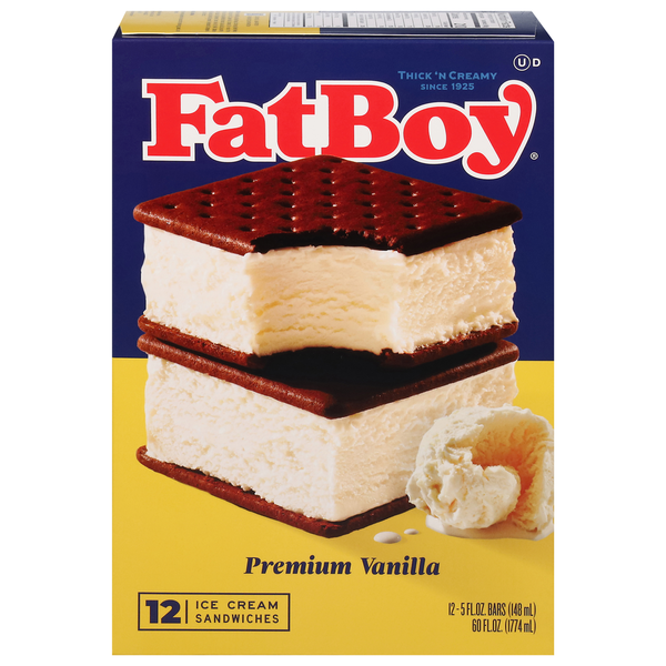 Ice Cream & Ice FatBoy Ice Cream Sandwiches, Vanilla, Premium hero