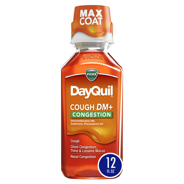 Vicks DayQuil Cough DM and Congestion Medicine, Tropical Citrus Flavor hero