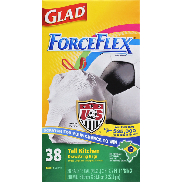 Trash Bags & Liners Glad ForceFlex Drawstring Tall Kitchen Trash Bags, Unscented hero