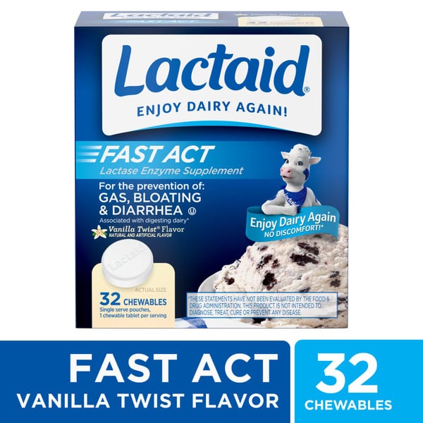 Digestion Lactaid Fast Act Lactose Relief Chewables, Vanilla hero