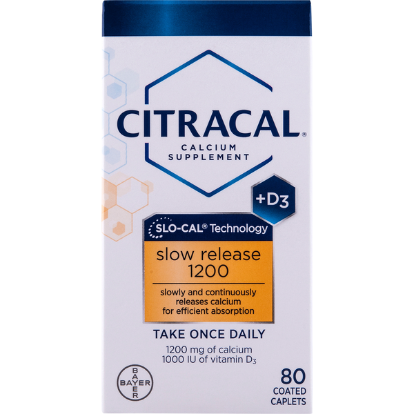 Vitamins & Supplements Citracal Calcium + D3, Slow Release 1200, Coated Caplets hero