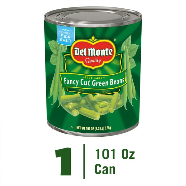 Canned & Jarred Vegetables Del Monte BLUE LAKE Fancy Cut Green Beans, Canned Vegetables hero