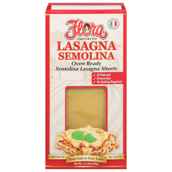 Dry Pasta Flora Fine Foods Lasagna Sheets, Semolina, Imported hero