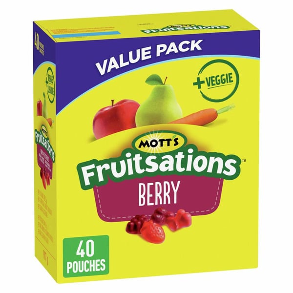 Fruit & Vegetable Snacks Mott’s Fruitsations + Veggie Gluten Free Berry Fruit Flavoured Snacks hero