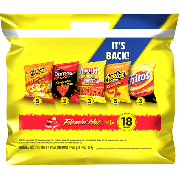 Chips & Pretzels Frito Lay Snack Mix, Flamin Hot Flavored, Variety Pack hero