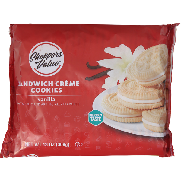 Cookies & Cakes Shoppers Value Sandwich Creme Cookies, Vanilla hero