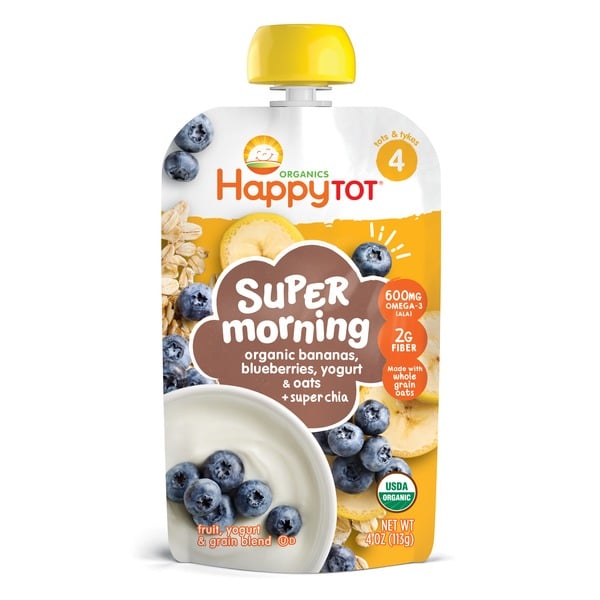 Baby Food & Formula Happy Tot Organics Stage 4 Organic Bananas, Blueberries, Yogurt & Oats + Super Chia Pouch hero