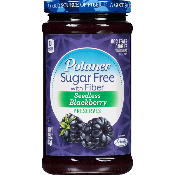 Spreads Polaner Preserves, Sugar Free, with Fiber, Seedless Blackberry hero