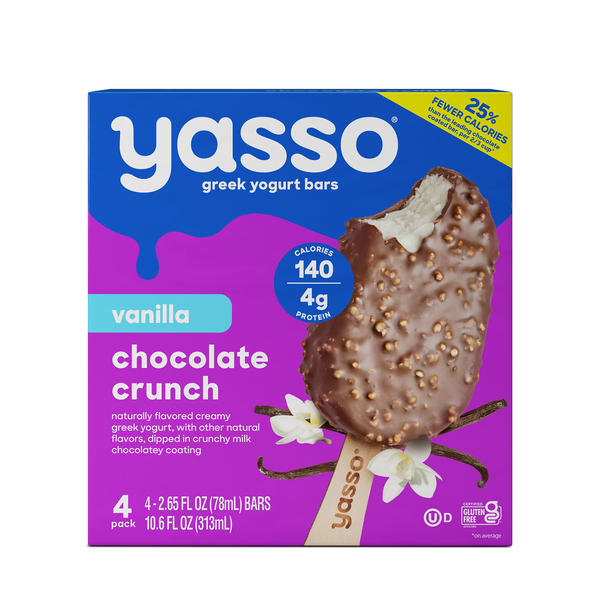 Ice Cream & Ice Yasso Frozen Greek Yogurt Bars Vanilla Chocolate Crunch Bars hero