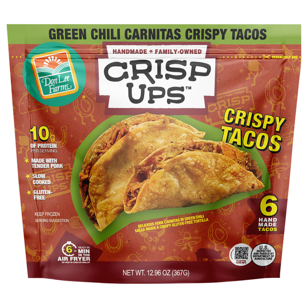 Prepared Meals Don Lee Farms Crispy Tacos, Green Chili Carnitas hero