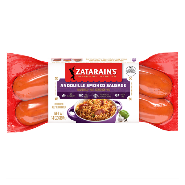 Hot Dogs, Bacon & Sausage Zatarain's Andouille 100% Pork Smoked Sausage hero