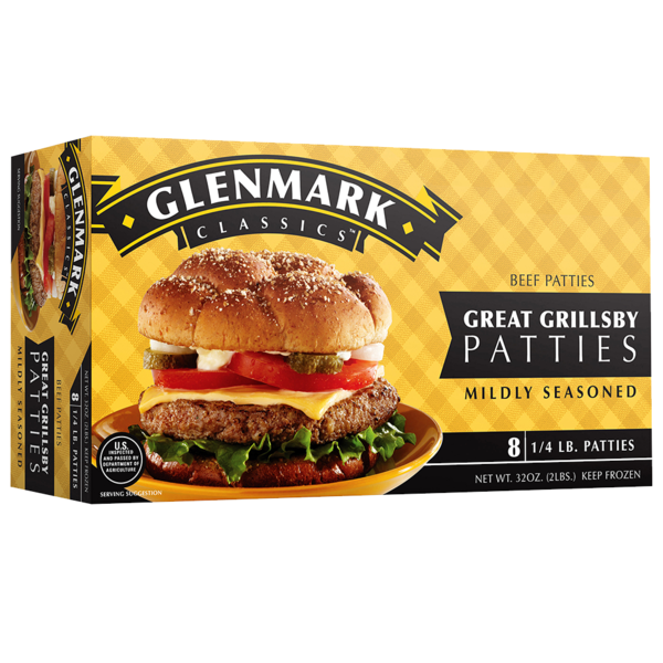 Frozen Meat & Seafood Glenmark Great Grillsby Beef Patties, Mildly Seasoned hero