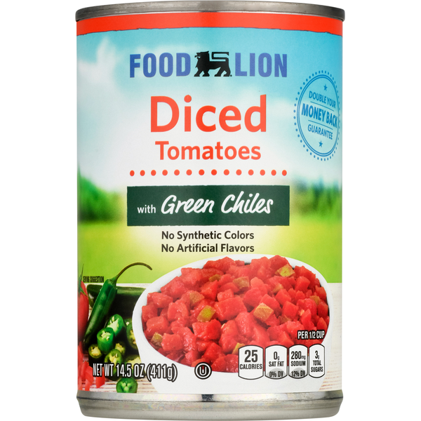 Canned & Jarred Vegetables Food Lion Tomatoes with Green Chiles, Diced hero