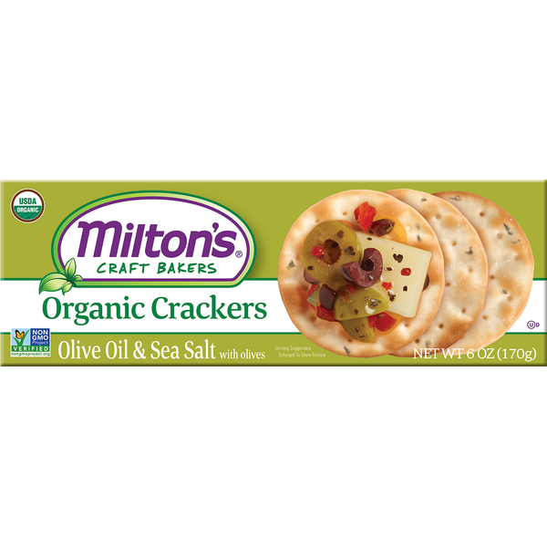 Crackers Milton's Crackers, Organic, Olive Oil & Sea Salt with Olives hero