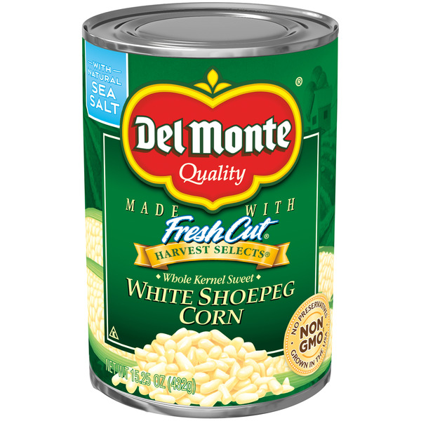 Canned & Jarred Vegetables Del Monte White Shoepeg Corn, Whole Kernel Sweet, Sea Salt hero