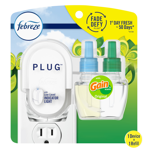 Air Fresheners & Candles Febreze Fade Defy PLUG Air Freshener & Odor Eliminator Starter Kit with Gain Original hero