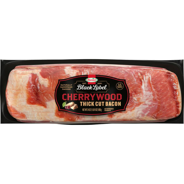 Hot Dogs, Bacon & Sausage Hormel Black Label Cherrywood Smoked Thick Cut Bacon hero