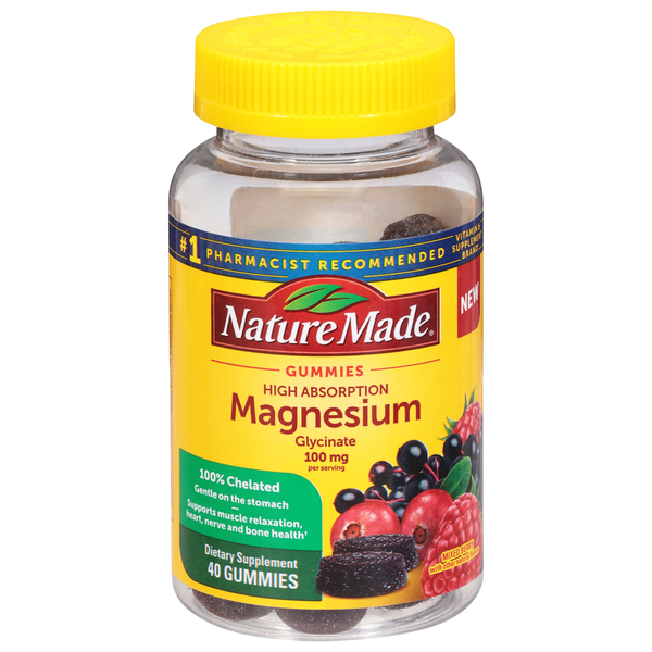 Nature Made Magnesium Glycinate, High Absorption, 100 mg, Gummies, Mixed Berry hero