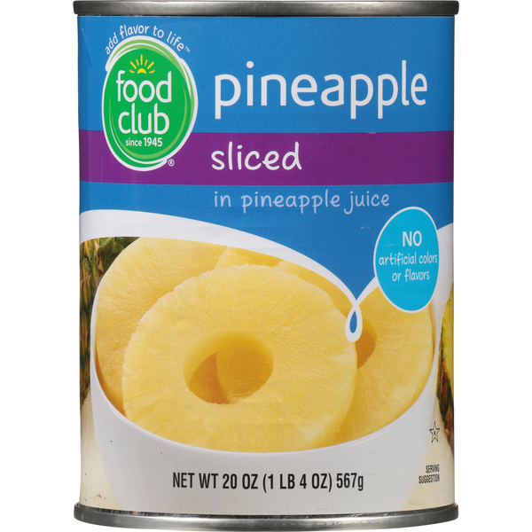 Juice & Nectars Food Club Pineapple, Sliced hero