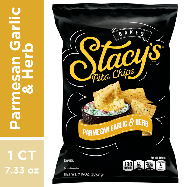 Chips & Pretzels Stacy's Pita Chips, Parmesan Garlic & Herb, Baked hero