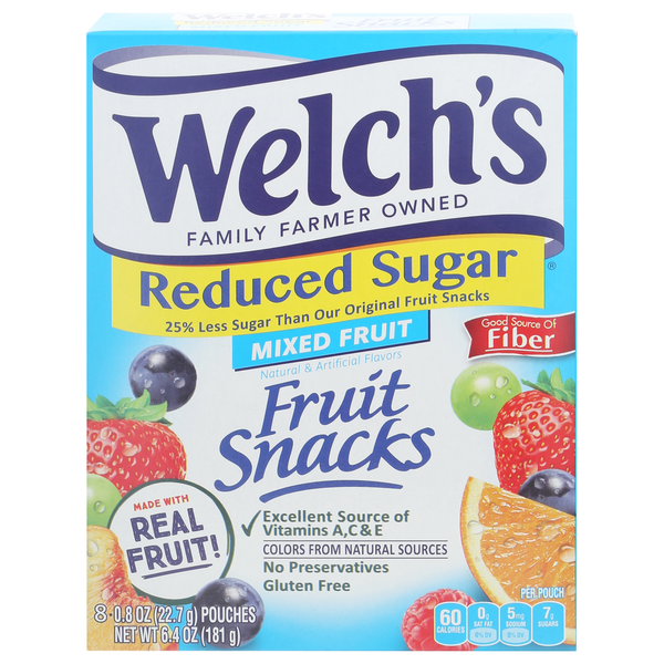 Fruit & Vegetable Snacks Welch's Fruit Snacks, Reduced Sugar, Mixed Fruit hero