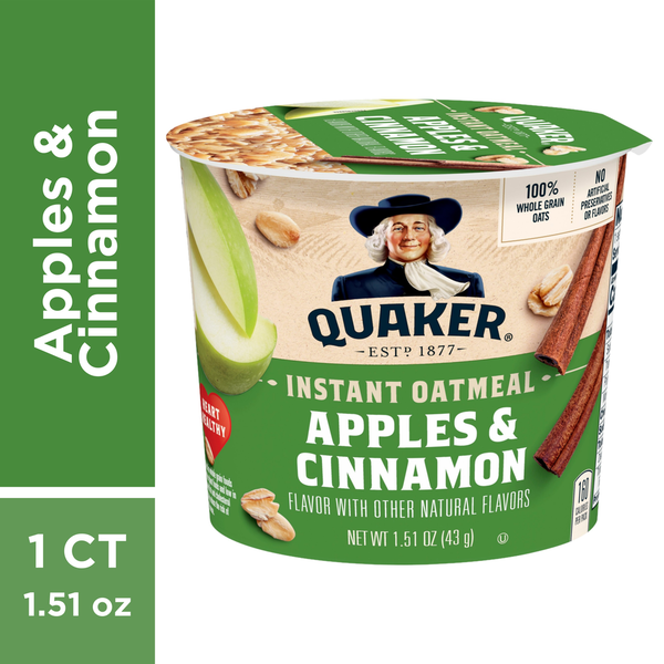 Hot Cereal & Pancake Mixes Quaker Instant Oatmeal, Apples & Cinnamon hero