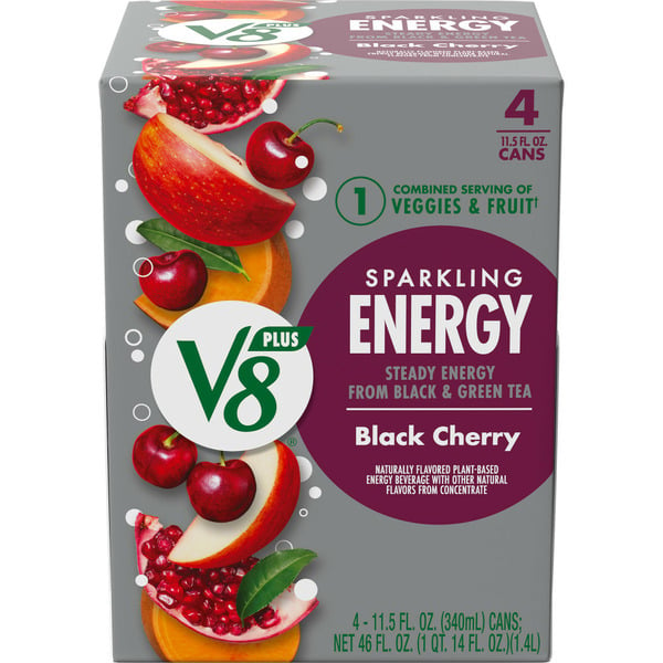 Energy & Sports Drinks V8 Sparkling Black Cherry Juice Energy Drink hero