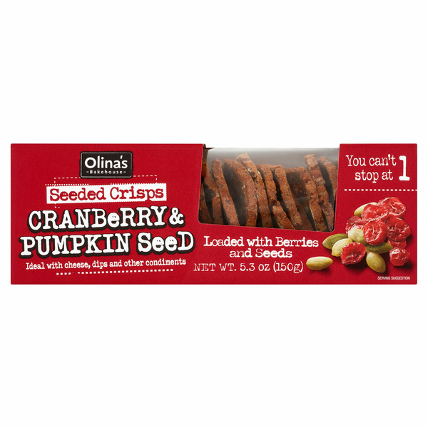 Crackers & Crostini Olina's Bakehouse Cranberry & Pumpkin Seed Seeded Crisps hero