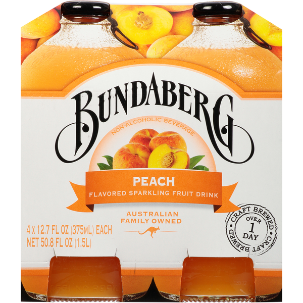 Juice & Nectars Bundaberg Sparkling Fruit Drink, Peach Flavored hero