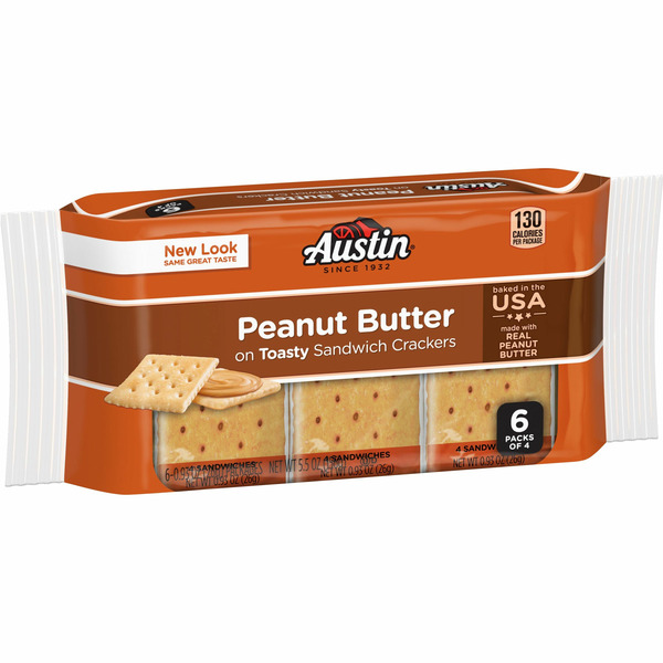 Crackers Austin Sandwich Crackers, Single Serve Snack Crackers, Peanut Butter on Toasty hero