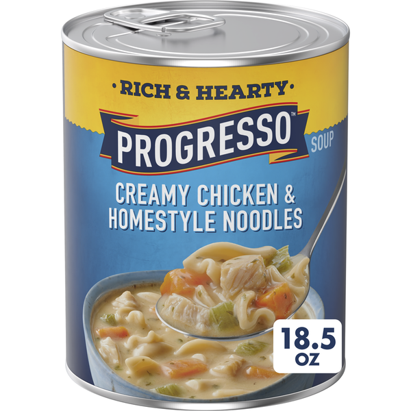 Progresso Rich & Hearty Creamy Chicken & Homestyle Noodles Canned Soup hero