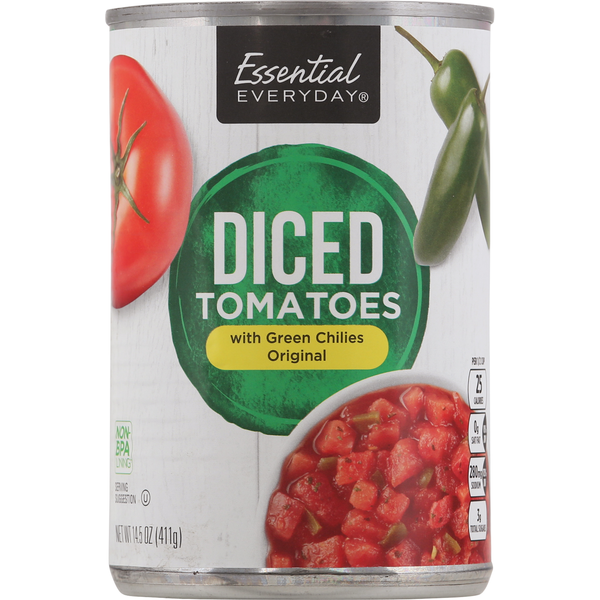 Canned & Jarred Vegetables Essential Everyday Tomatoes, with Green Chilies Original, Diced hero