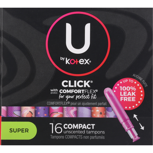 U by Kotex Click Compact Unscented Tampons, Super hero