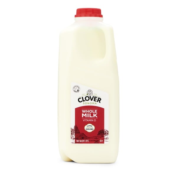 Milk Clover Sonoma Conventional Whole Milk Plastic Half Gallon hero