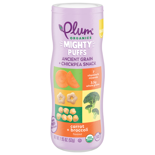 Baby Food & Formula Plum Organics Mighty Puffs Carrot + Broccoli Canister hero