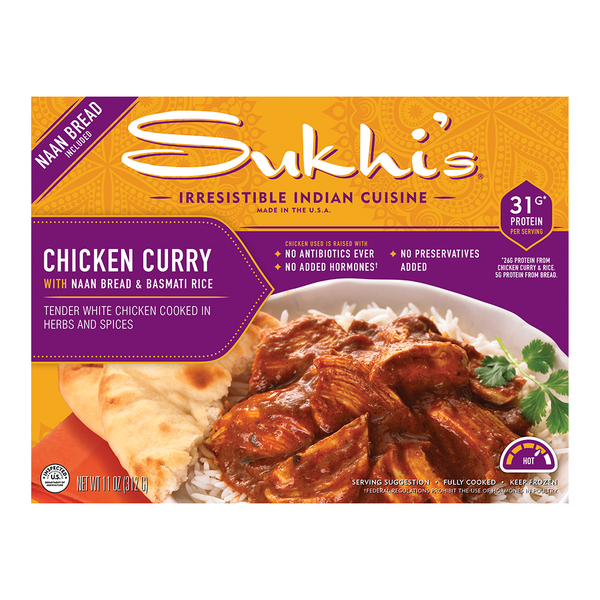 Frozen Meals Sukhi's Indian Chicken Curry w/ Naan Flatbread & Basmati Rice Frozen Meal hero