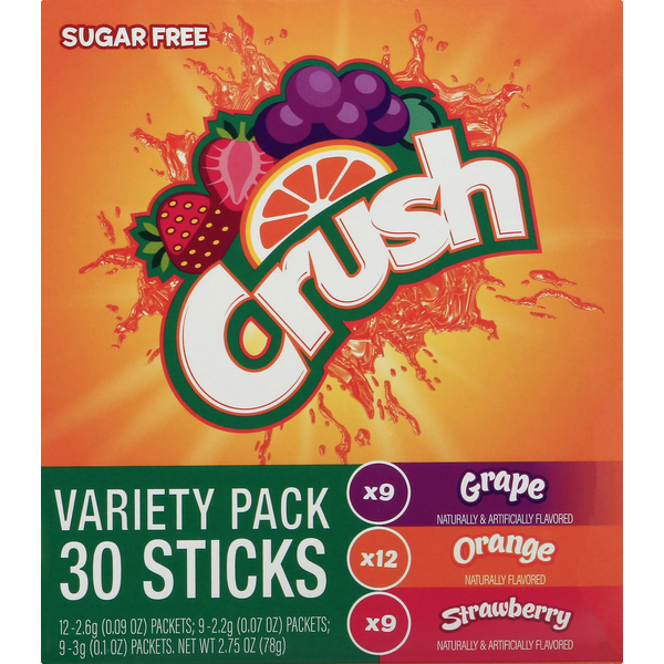 Cocoa & Drink Mixes Crush Drink Mix Packets, Sugar Free, On The Go, Variety Pack hero