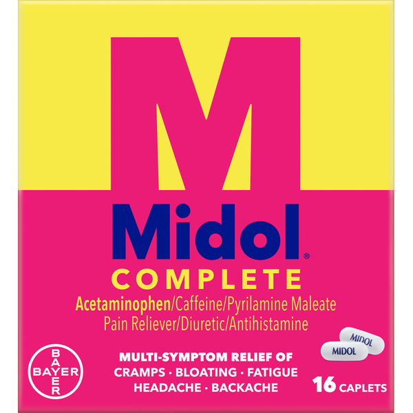 Feminine Care Midol Pain Reliever/Diuretic/Antihistamine, Caplets hero