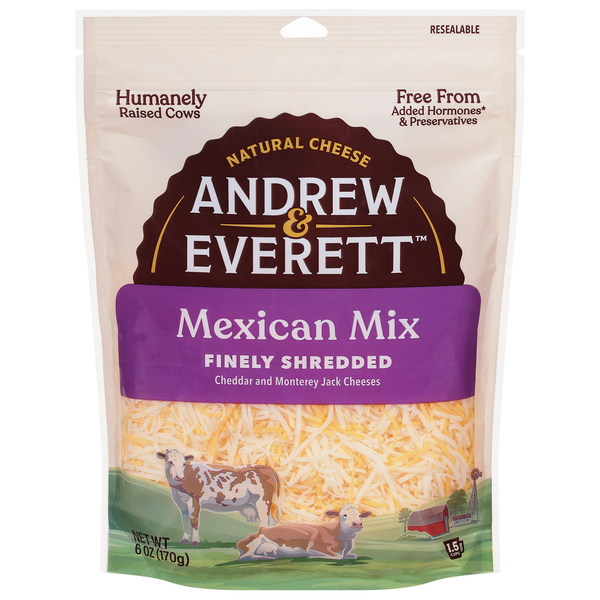 Andrew & Everett Cheese, Mexican Mix, Finely Shredded hero