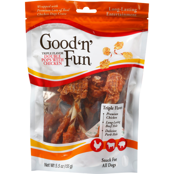 Dog Food & Care Good 'n' Fun Snack for All Dogs, Triple Flavor, Double Pops with Chicken hero